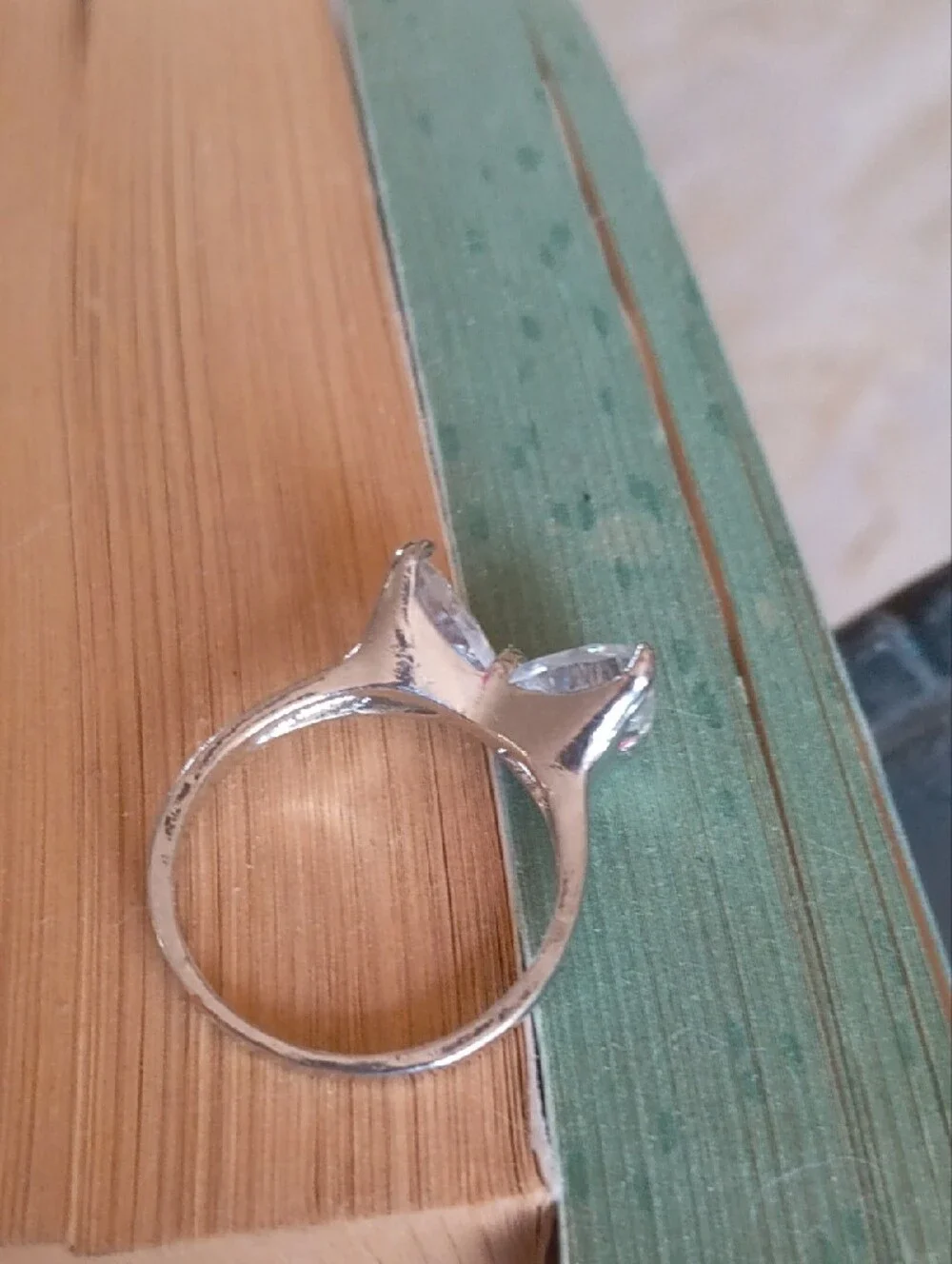 Sterling Silver Trillion Cut CZ Bow Ring